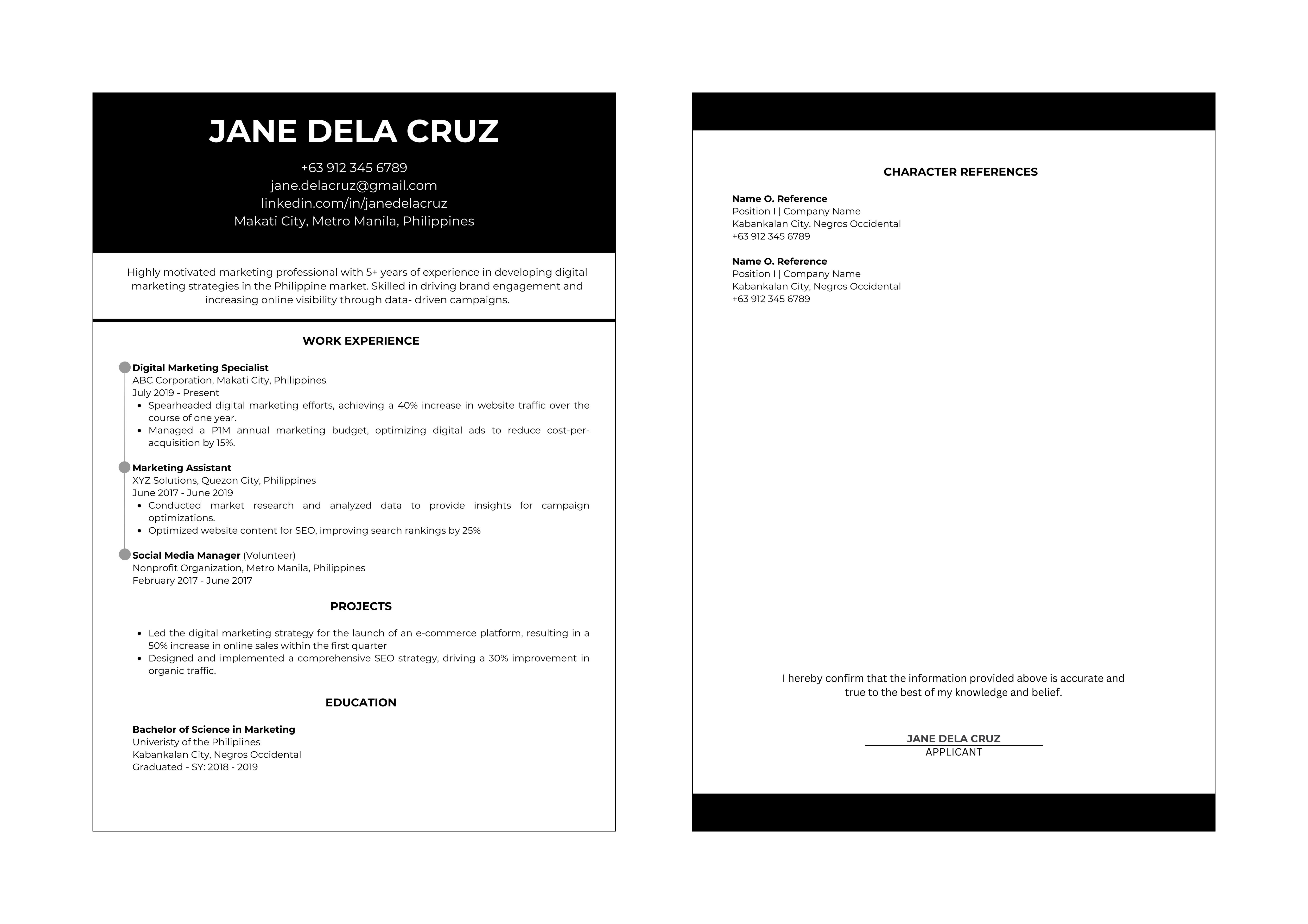 B&W SIMPLE RESUME